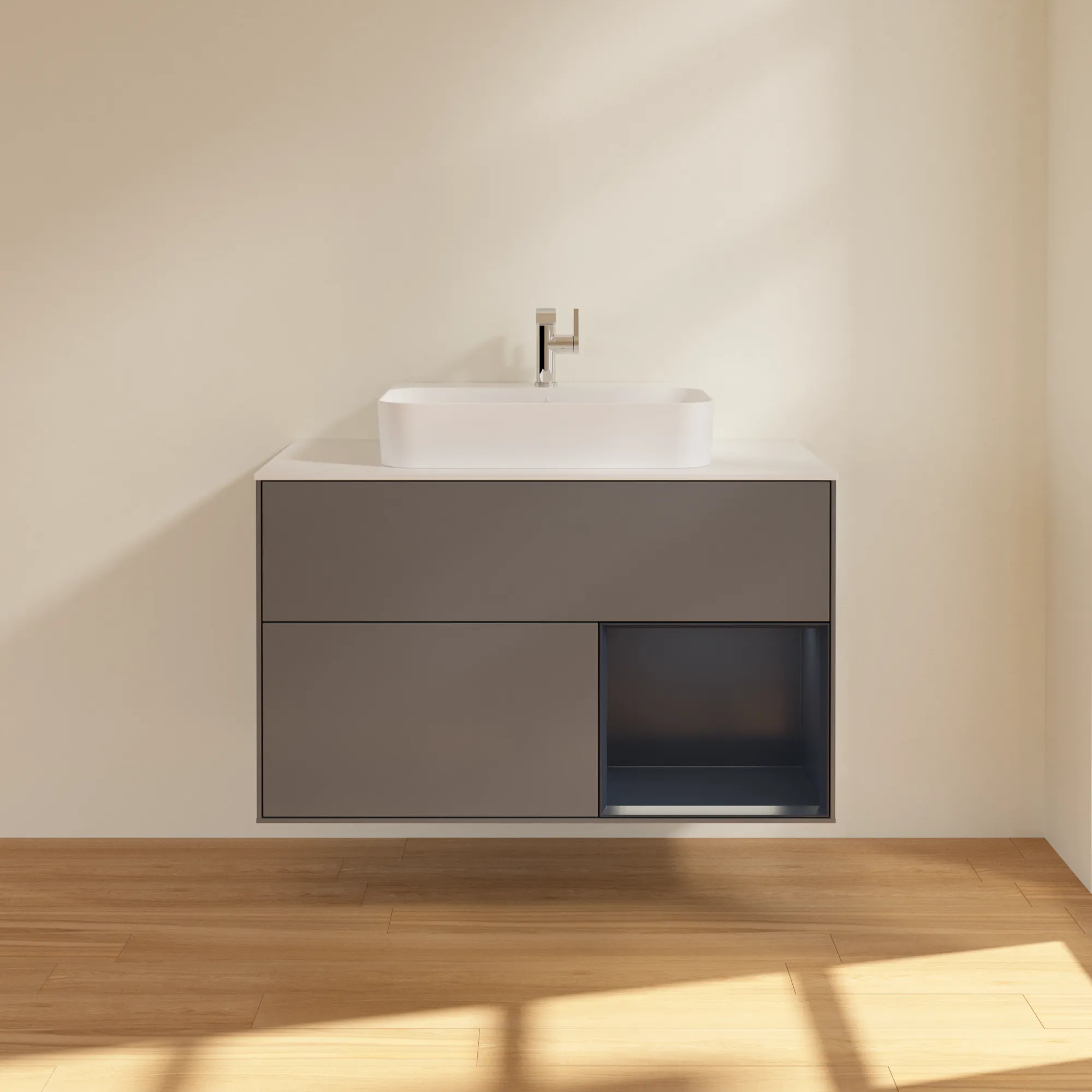 Villeroy & Boch Waschtischunterschrank „Finion“ für Schrankwaschtisch 1000 × 603 × 501 mm Anthracite Matt Lacquer, für Becken mittig