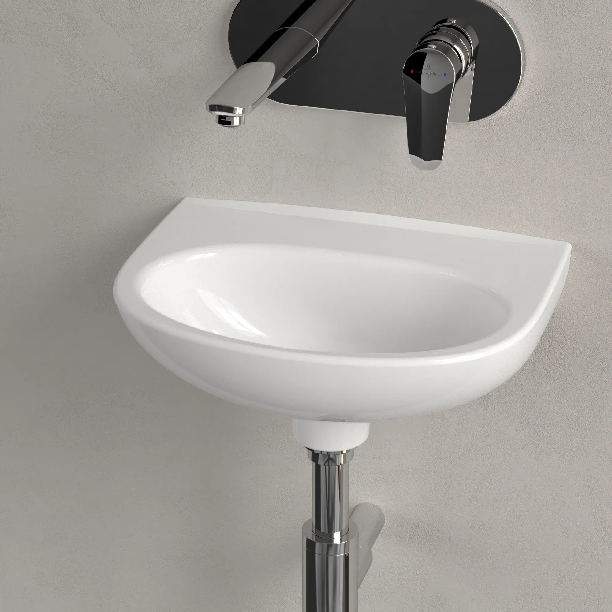 Villeroy & Boch Handwaschbecken O.novo, oval, weiß Alpin CeramicPlus, 360x275x145 mm, 1-Loch-Armatur, Wandmontage