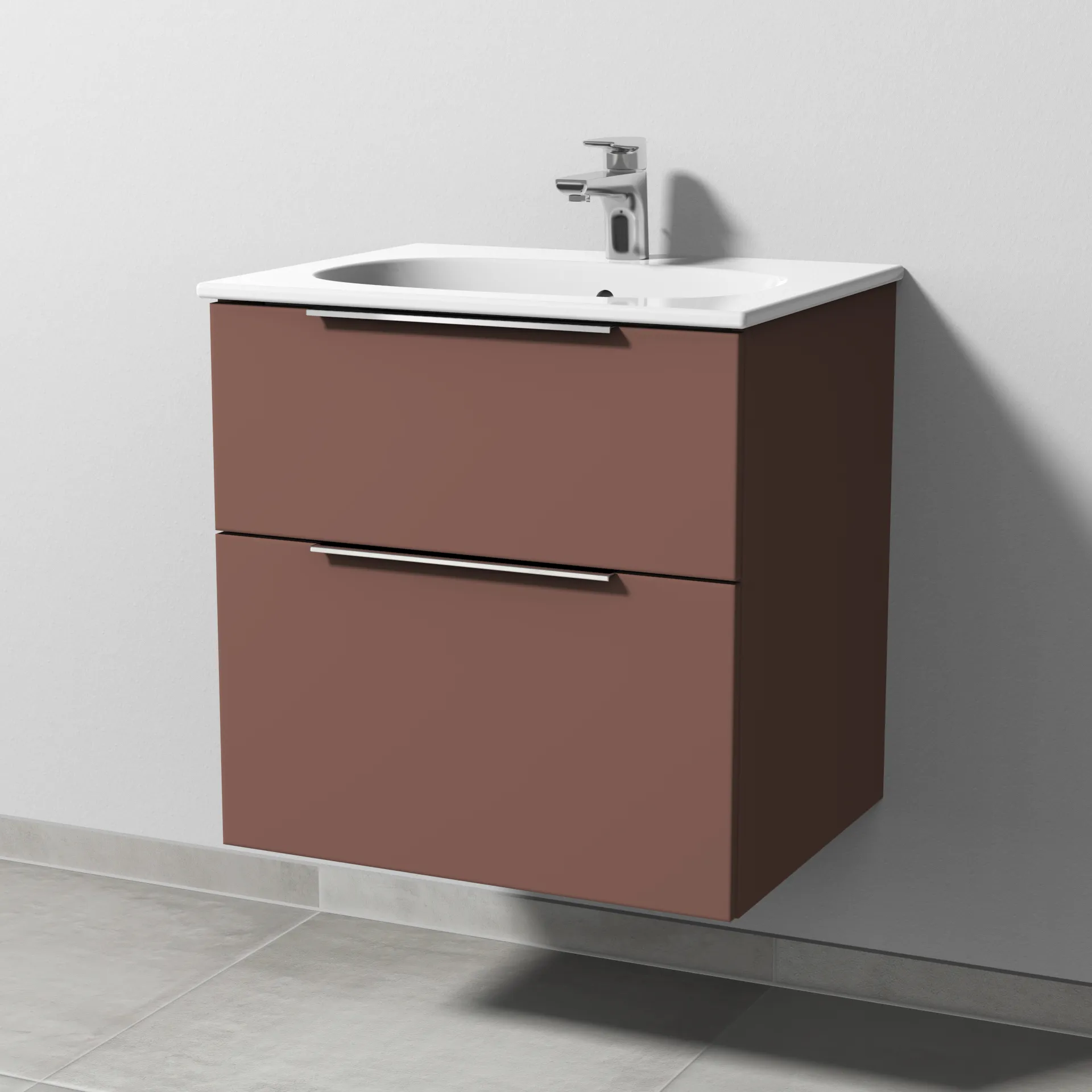 Sanipa Waschtischunterschrank „3way“ passend zu Keramik-Waschtische Acanto Slim von Geberit 580 × 582 × 467 mm in Wine-Red