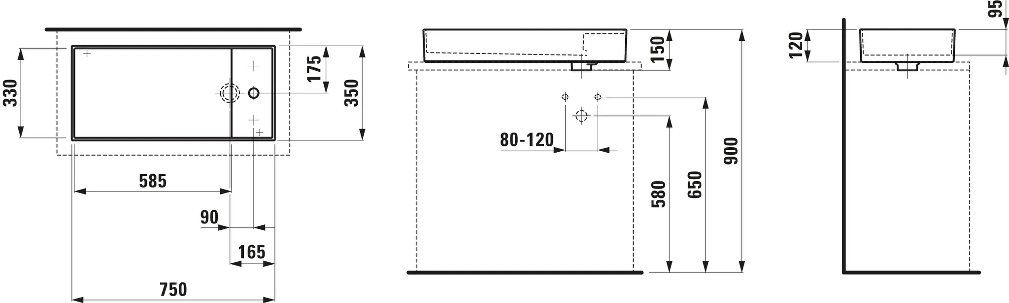 Waschtisch-Schale Kartell • 350x750x150 1 Hahnloch ohne Überlauf mit Armaturenbank rechts weiß Waschtisch-Schale Kartell • 350x750x150 1 Hahnloch ohne Überlauf mit Armaturenbank rechts weiß