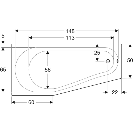 Geberit fünfeck Badewanne „Renova Comprimo“ 160 × 75 cm