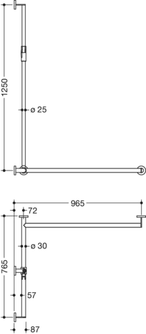 HEWI Haltegriff Ausführung rechts „System 900“ in Weiß tiefmatt / Hellgrau matt, Befestigung verdeckt HEWI Haltegriff Ausführung rechts „System 900“ in Weiß tiefmatt / Hellgrau matt, Befestigung verdeckt