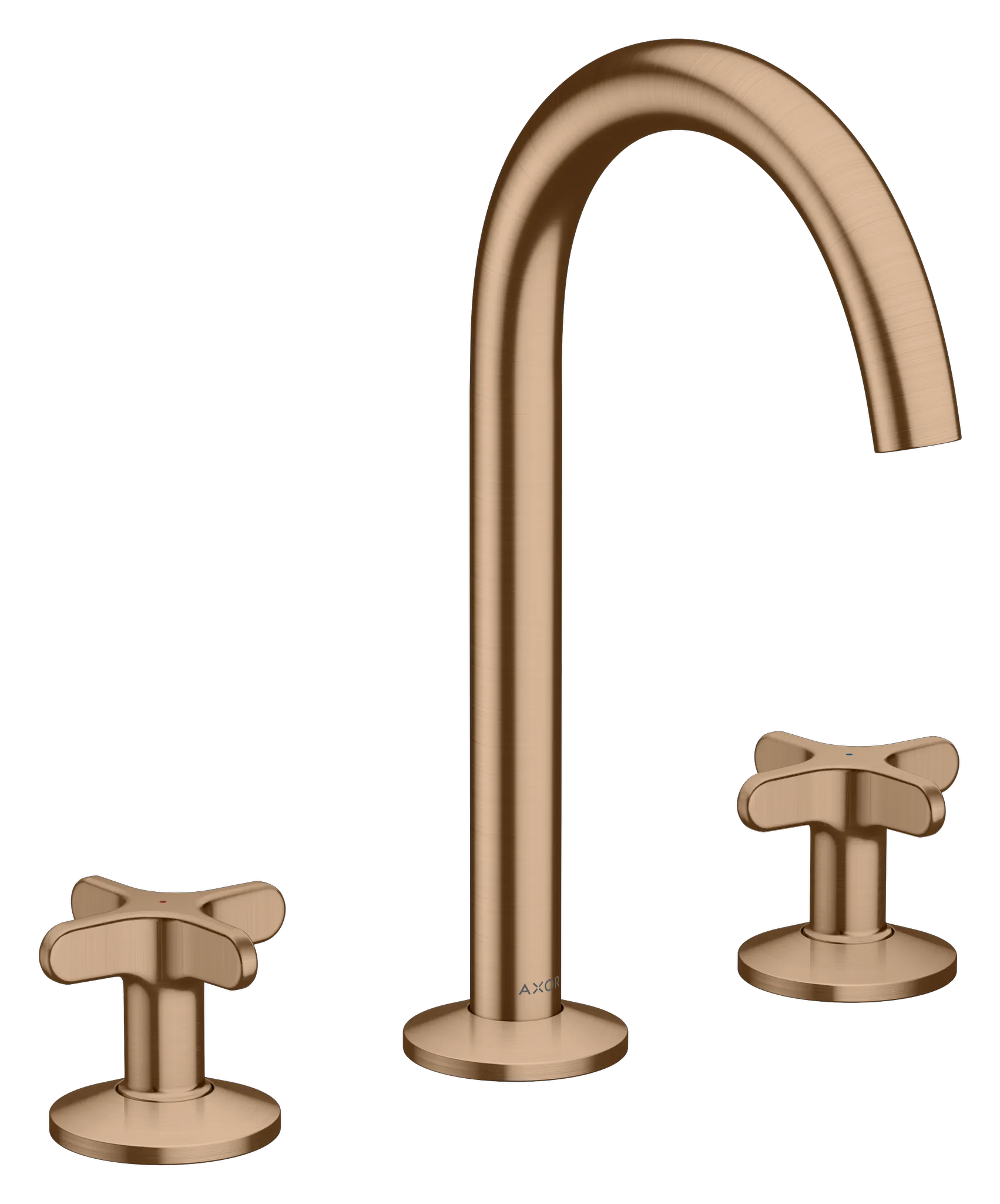 AXOR One 3-Loch Waschtischarmatur 170 mit Kreuzgriffen und Push-Open Ablaufgarnitur, Chrom
