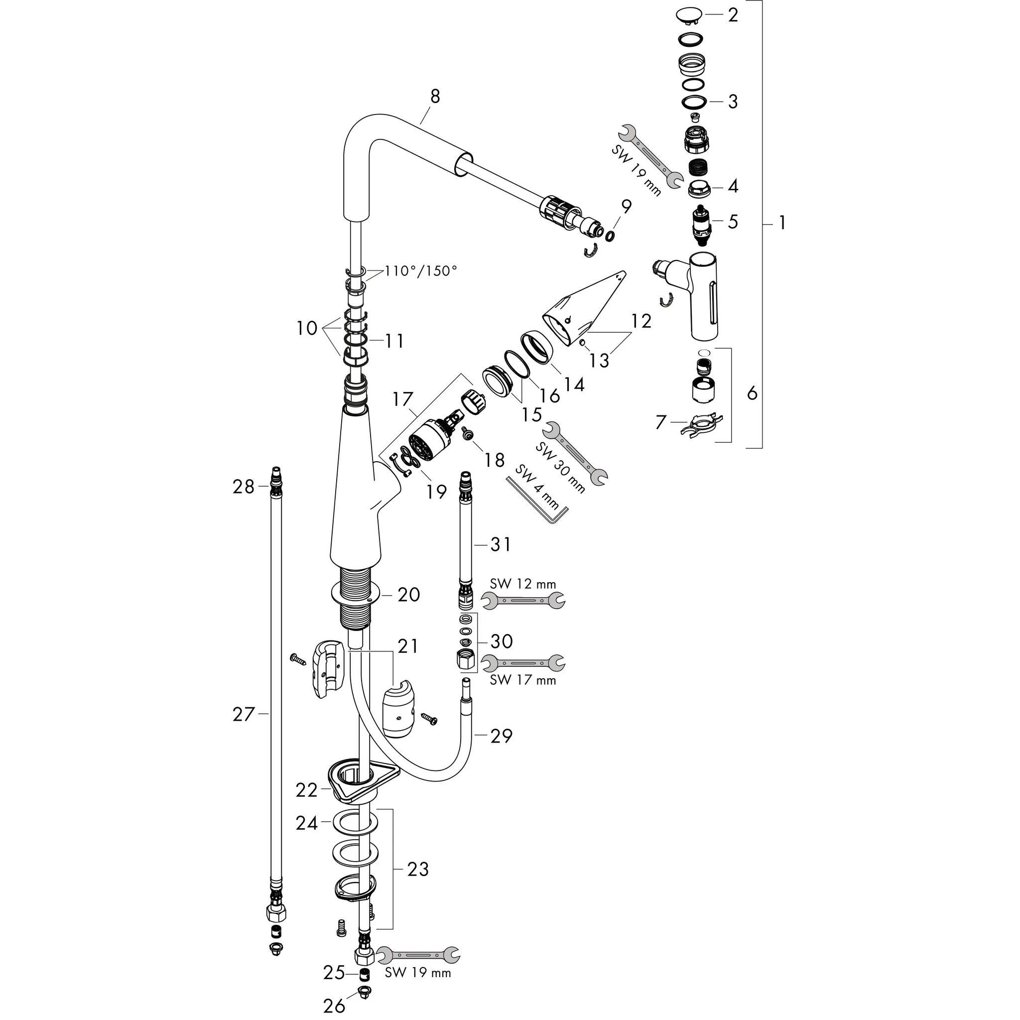 Hansgrohe Talis Select M51 Einhebel-Küchenmischer 300, Ausziehbrause 2jet Edelstahl Hansgrohe Talis Select M51 Einhebel-Küchenmischer 300, Ausziehbrause 2jet Edelstahl