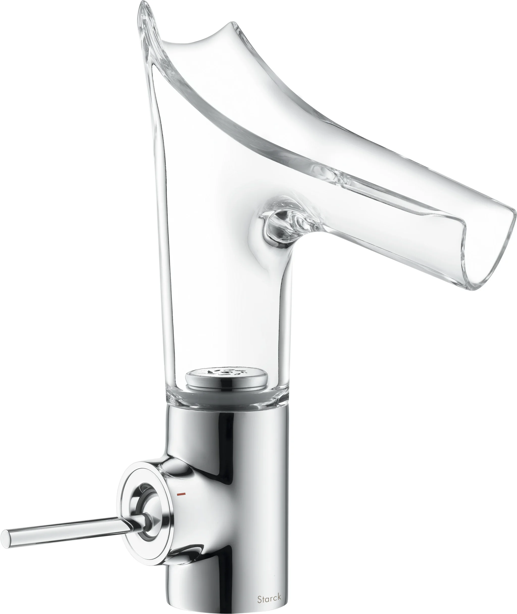 Hansgrohe AXOR Starck V Einhebel-Waschtischmischer chrom, Ausladung 125 mm, ComfortZone 140, Glasauslauf, Keramikmischsystem Hansgrohe AXOR Starck V Einhebel-Waschtischmischer chrom, Ausladung 125 mm, ComfortZone 140, Glasauslauf, Keramikmischsystem