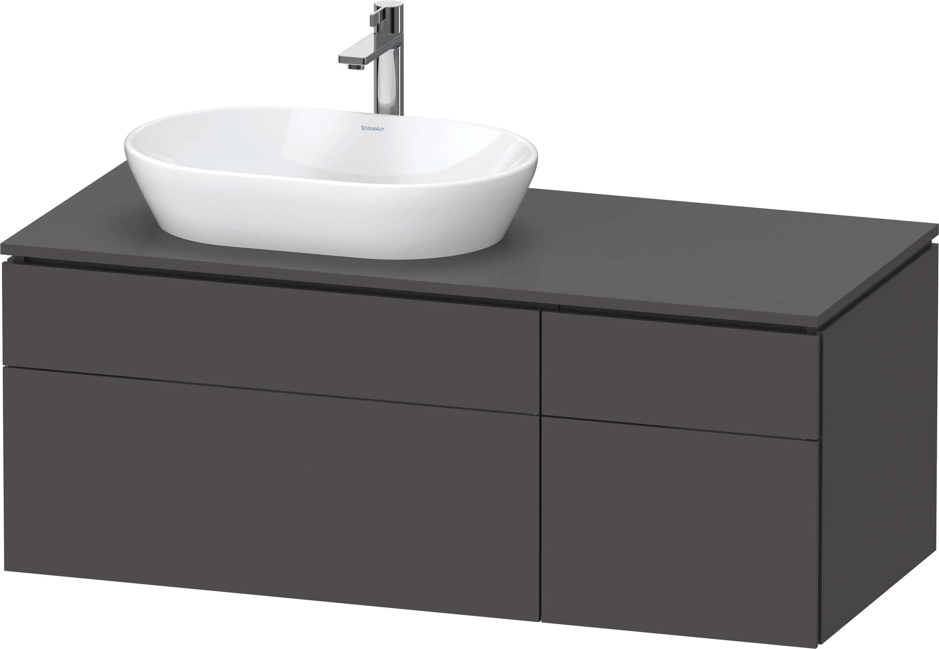 Duravit Waschtischunterschrank wandhängend „L-Cube“ 122 × 48,2 × 55 cm Graphit Matt, links