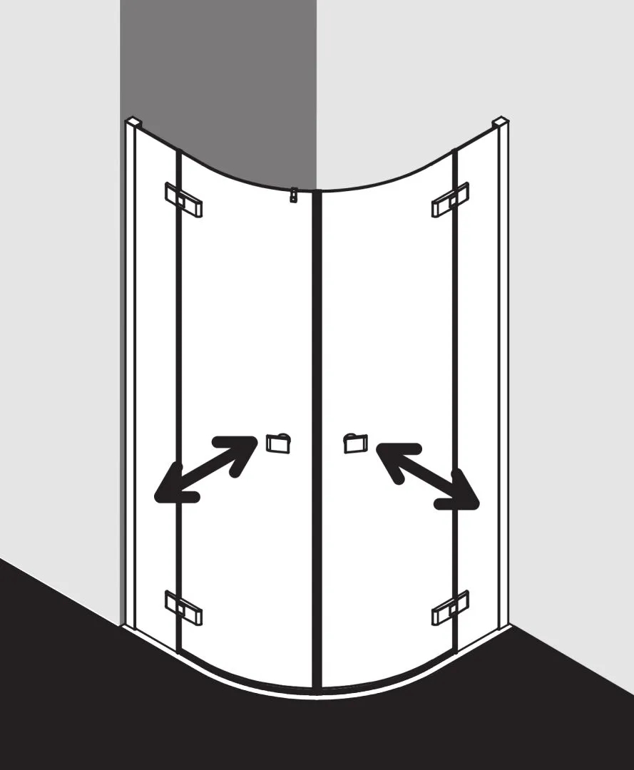 Kermi Duschdesign MENA Viertelkreis-Duschkabine ME P50, Silber Hochglanz, 2000x900 mm