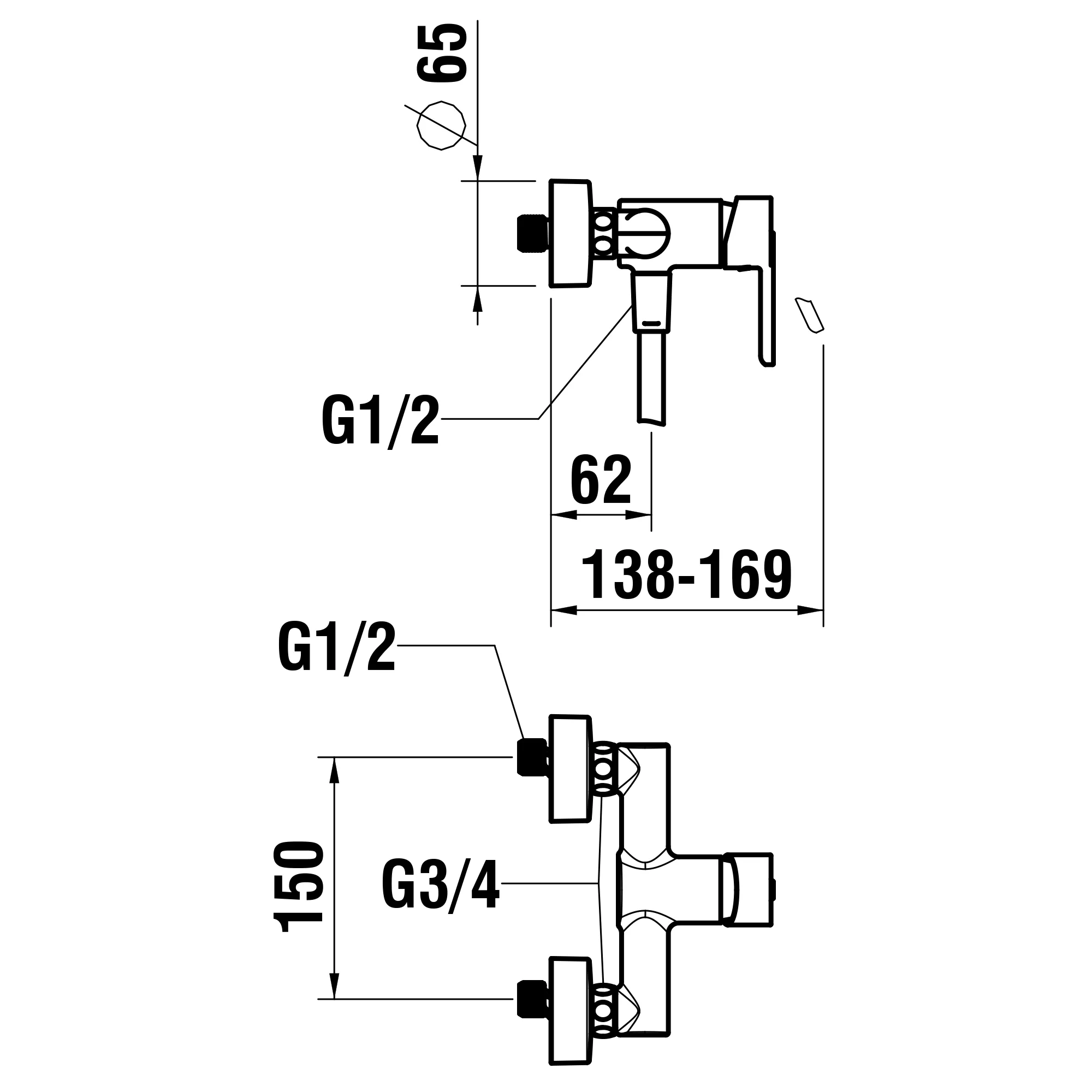 Laufen Einhebel-Brausemischer Lua chrom, Anschlussdistanz 150 mm Laufen Einhebel-Brausemischer Lua chrom, Anschlussdistanz 150 mm