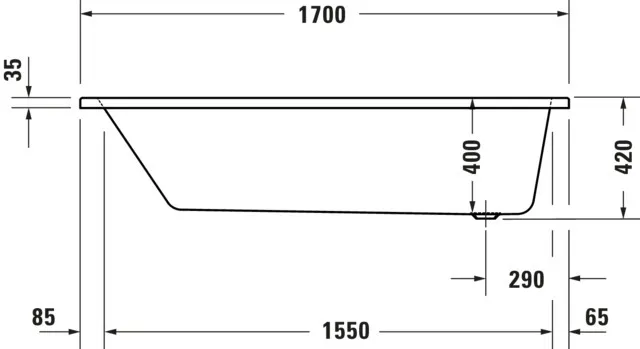 Duravit Whirlwanne „No.1“ rechteck 170 × 70 cm, Fußablauf