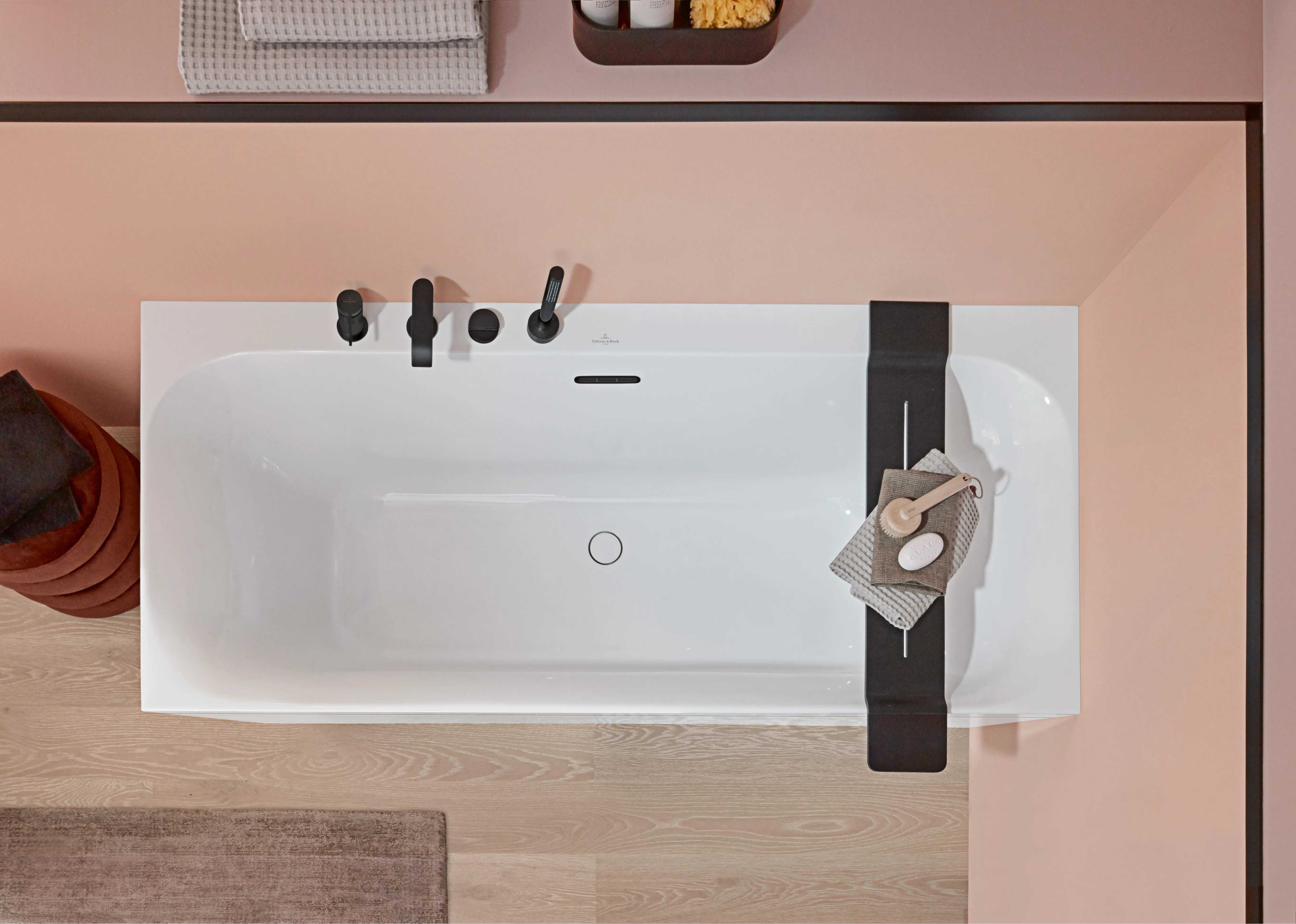 Villeroy & Boch Badewanne mit eckiger Innenform „Loop & Friends“ rechteck 180 × 80 cm, Mittelablauf