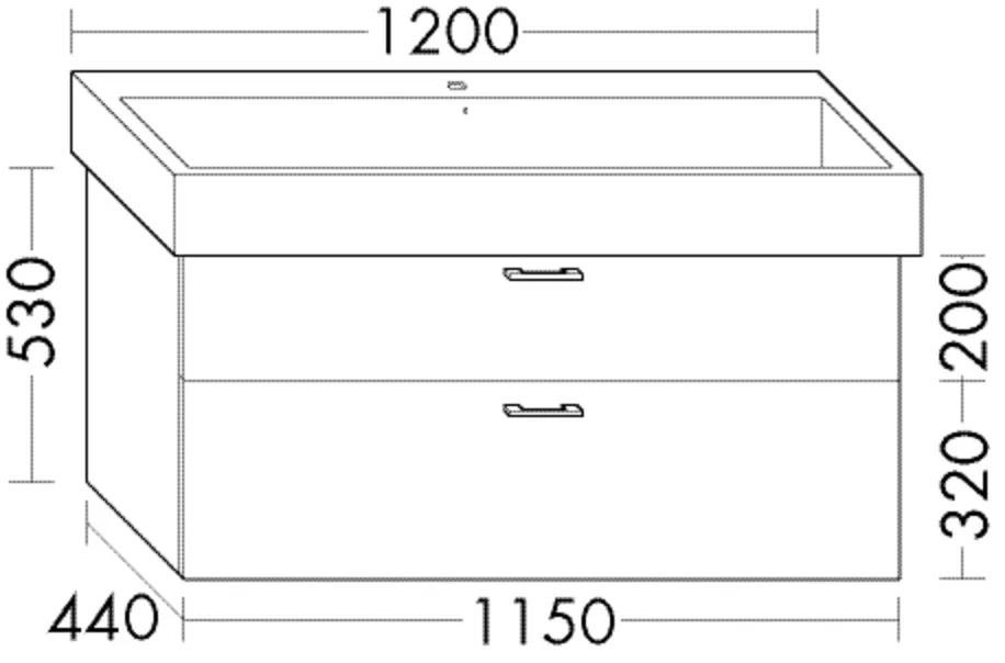 Waschtischunterschrank Sys30 von burgbad - 1 Schublade oben, 1 Auszug unten, 440x1150x530 mm