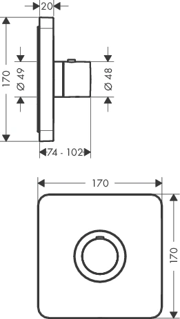 Thermostat UP Axor ShowerSelect Highflow Fertigset chrom