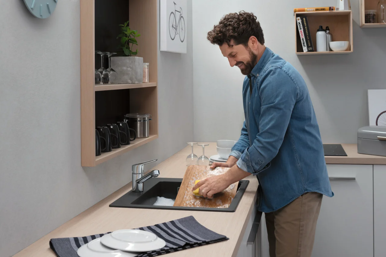 Hansgrohe Einbauspüle S51 Steingrau, 540 x 490 mm, Beckentiefe 190 mm, Aufbau, SilicaTec Material Hansgrohe Einbauspüle S51 Steingrau, 540 x 490 mm, Beckentiefe 190 mm, Aufbau, SilicaTec Material