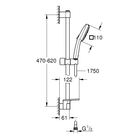Grohe Tempesta Cube 110 Brausestangenset 600mm 3 Strahlarten chrom Grohe Tempesta Cube 110 Brausestangenset 600mm 3 Strahlarten chrom