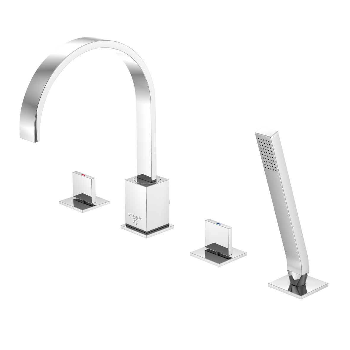 Serie 135 4-Loch Wanne/Brause-Standarmatur, Ausladung 21 cm Serie 135 4-Loch Wanne/Brause-Standarmatur, Ausladung 21 cm