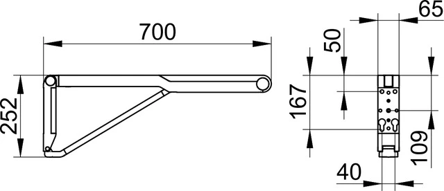 AXESS Stützklappgriff WC 700 mm verchromt/schwarz AXESS Stützklappgriff WC 700 mm verchromt/schwarz
