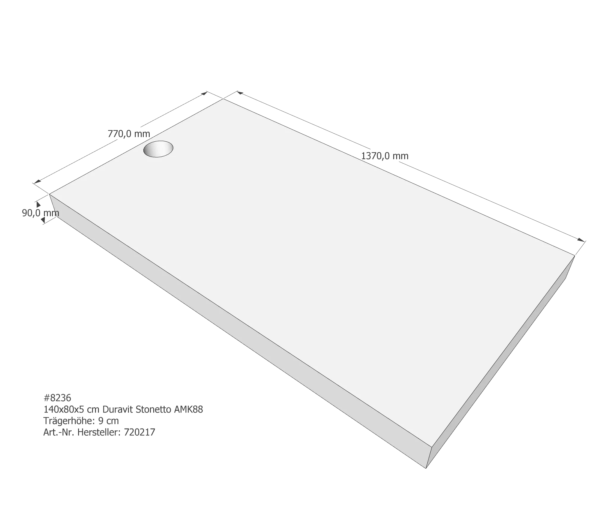 Duschwannenträger für Duravit Stonetto 140 × 80 × 5 cm Breite: 80 cm / Länge: 140 cm Duschwannenträger für Duravit Stonetto 140 × 80 × 5 cm Breite: 80 cm / Länge: 140 cm