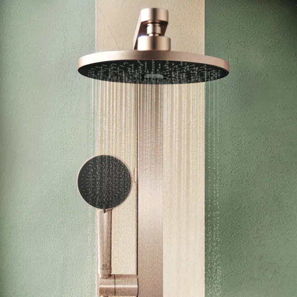 Ideal Standard Ceratherm Alu+ Duschsystem mit Thermostat, 2 Handbrause & 2 Kopfbrause, Rosé Ideal Standard Ceratherm Alu+ Duschsystem mit Thermostat, 2 Handbrause & 2 Kopfbrause, Rosé