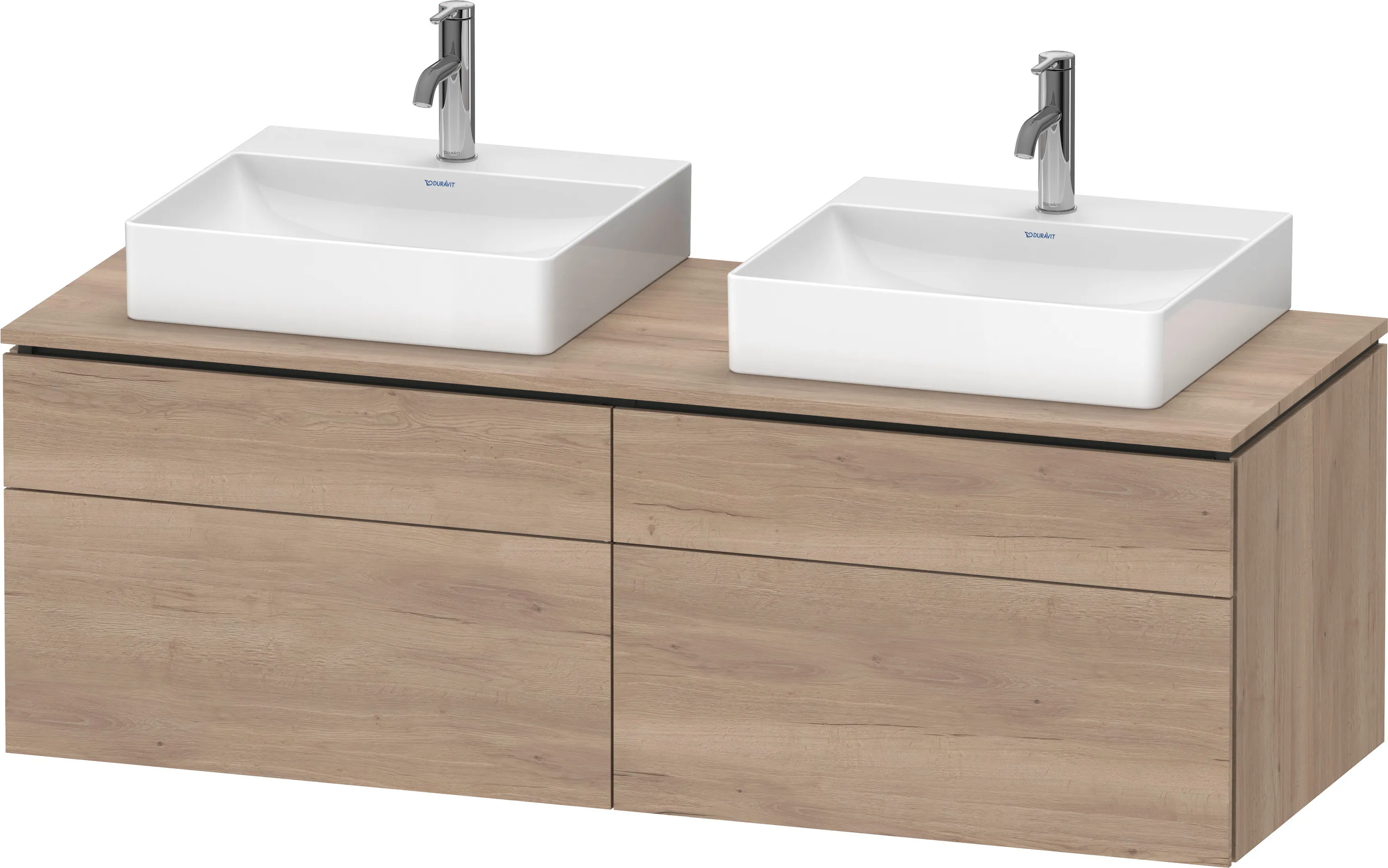 Duravit Waschtischunterschrank wandhängend „L-Cube“ 142 × 48,2 × 55 cm Eiche Marmoriert, links und rechts