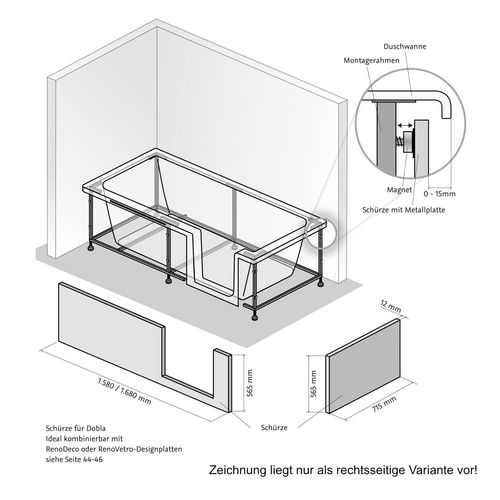 HSK Duschbadewanne „Dobla“ 160 × 75 cm HSK Duschbadewanne „Dobla“ 160 × 75 cm