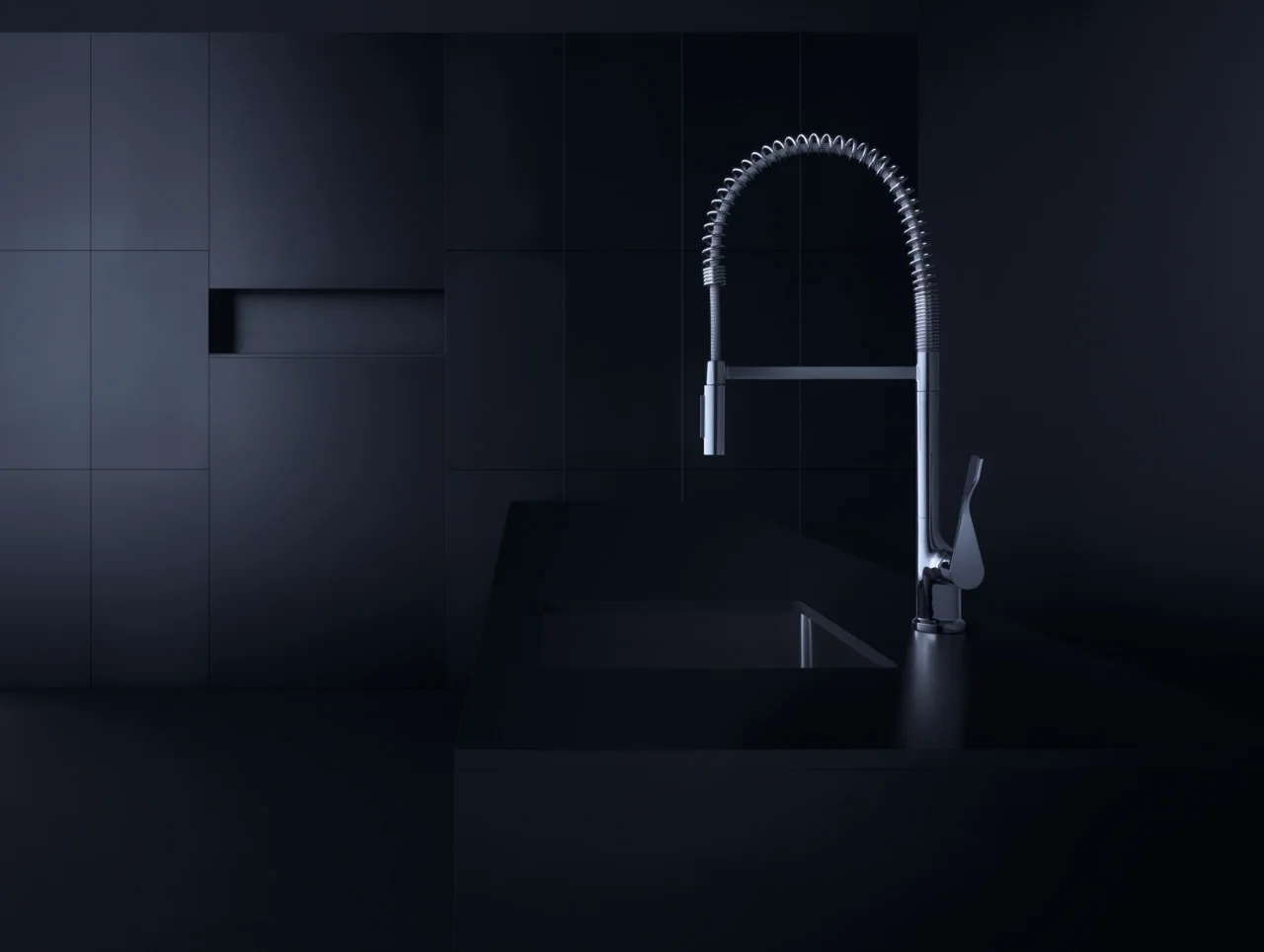Hansgrohe Axor Citterio Einhebel-Küchenmischer Semi-Pro Chrom, ComfortZone 230, Schwenkbereich 360°, Laminarstrahl und Brausestrahl, arretierbar, max. Durchfluss 9 l/min, Keramikmischsystem, für Durchlauferhitzer geeignet