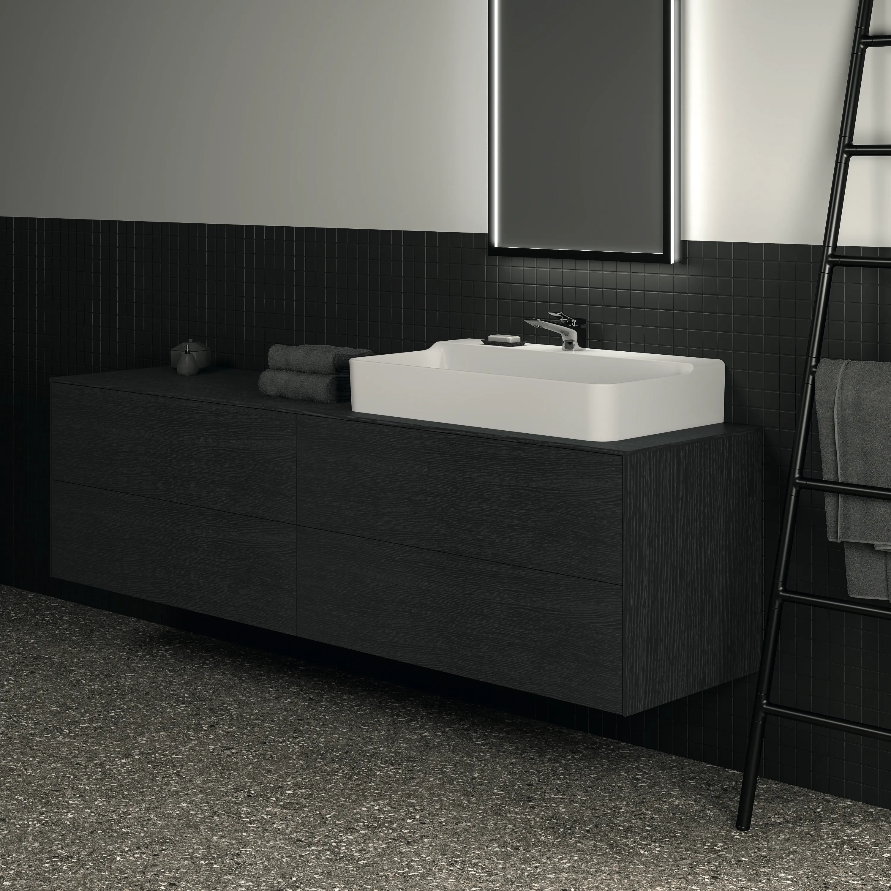 Ideal Standard Waschtischunterschrank „Conca“ 198,7 × 55 × 50,5 cm Eiche geflammt Furnier Ideal Standard Waschtischunterschrank „Conca“ 198,7 × 55 × 50,5 cm Eiche geflammt Furnier