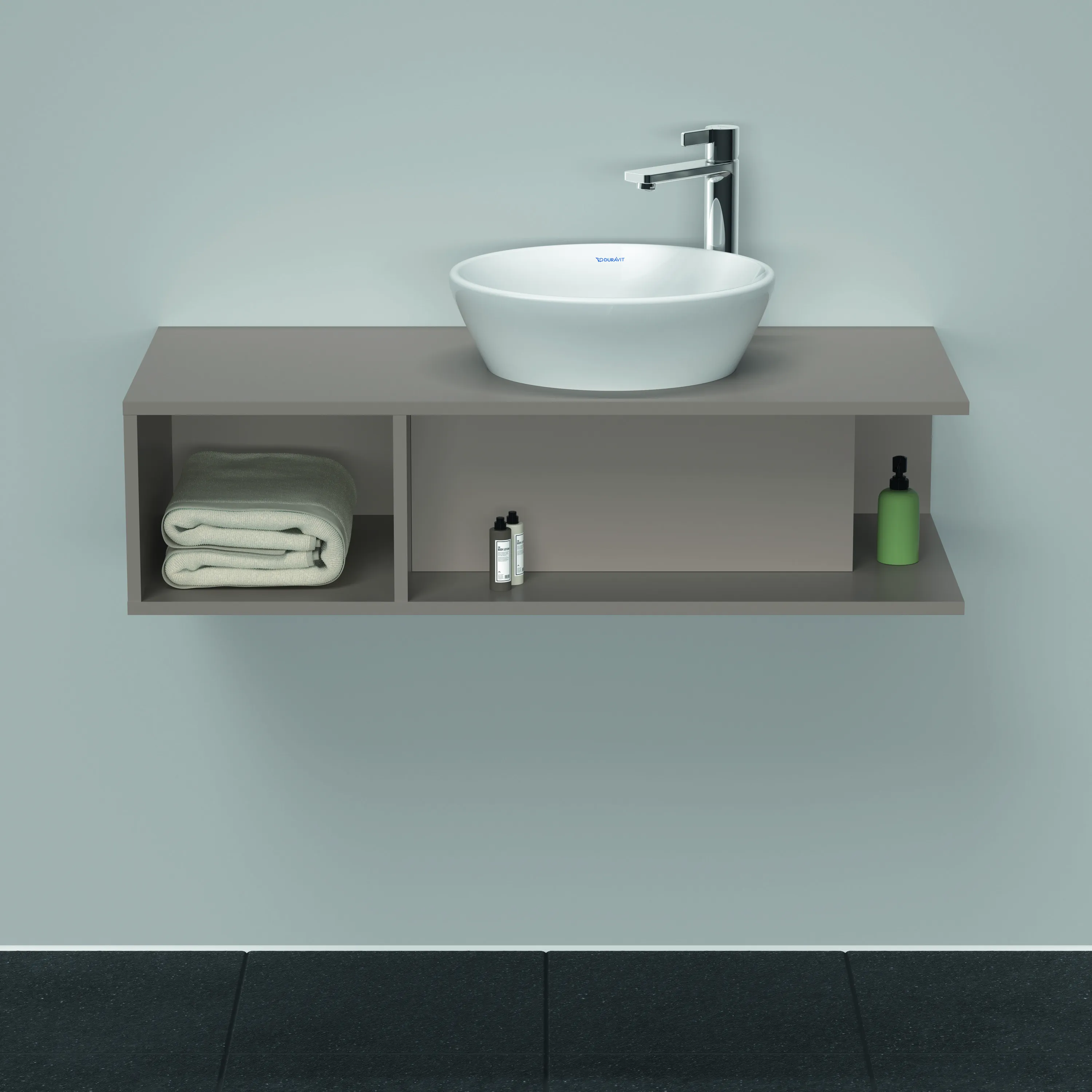 Duravit Waschtischunterschrank wandhängend „D-Neo“ 100 × 26 × 48 cm Basalt Matt