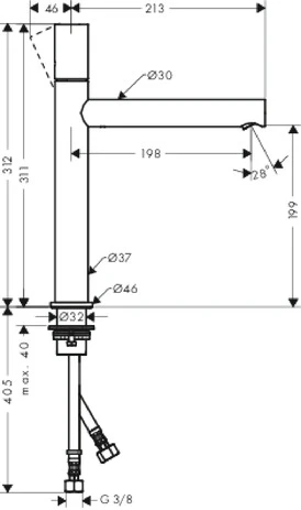 Waschtischmischer 200 Axor Uno Zerogriff ohne Ablaufgarnitur chrom