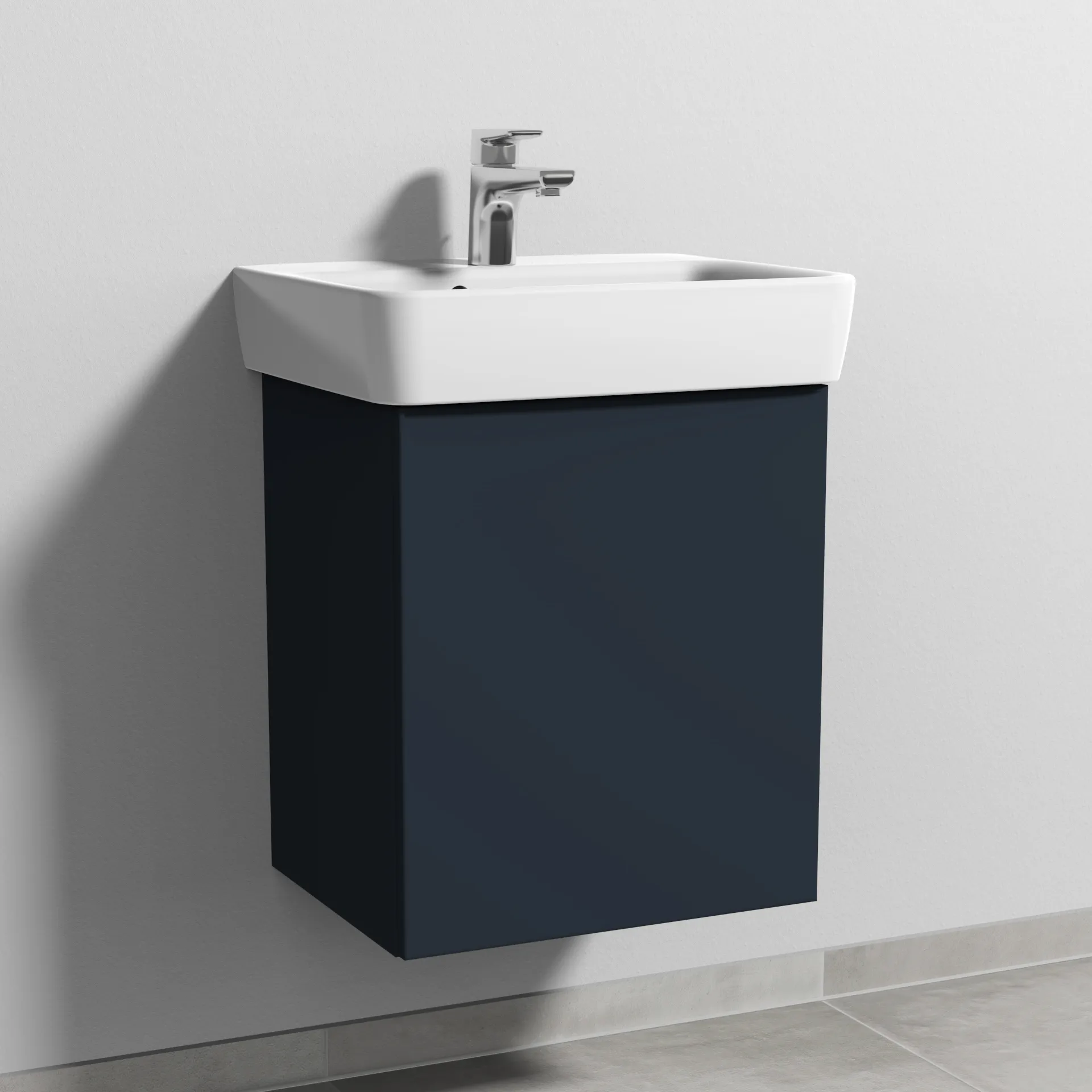 Sanipa Waschtischunterschrank „3way“ passend zu Keramik-Waschtische Renova Plan von Geberit 440 × 520 × 352 mm in Marine (matt), Anschlag rechts