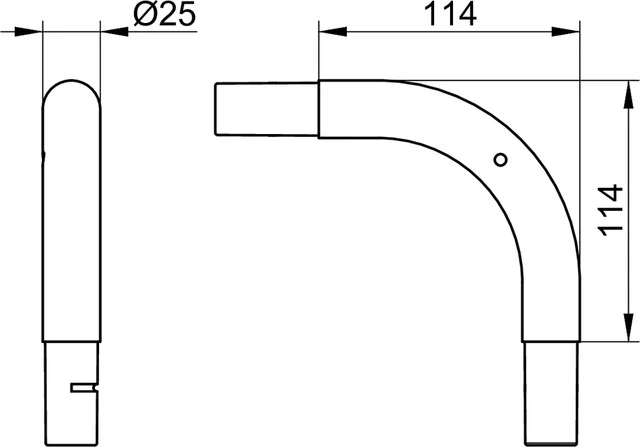 Plan 14924170000 Rohrbogen 90 Grad für Viereck-Duschwannen silber-eloxiert