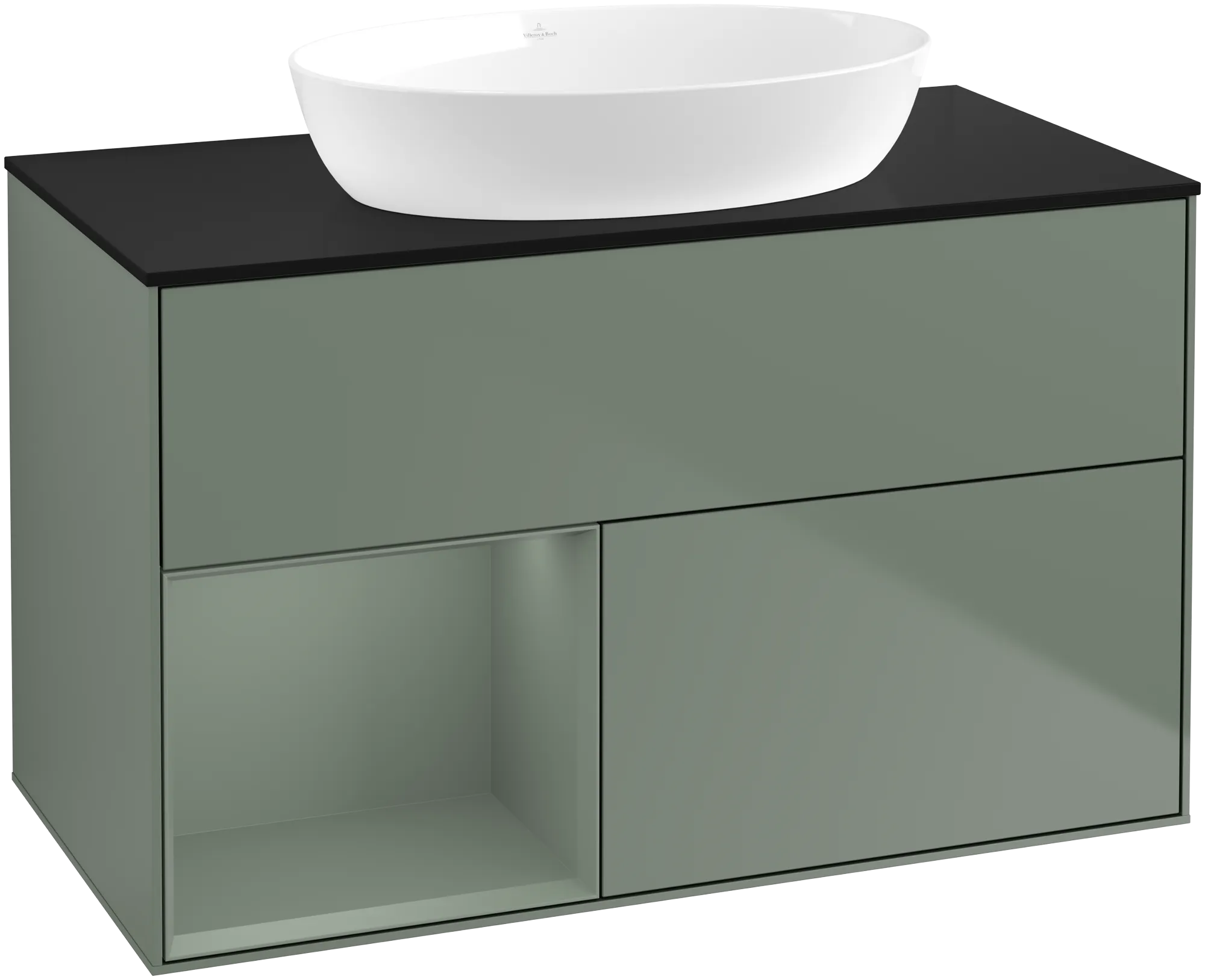 Villeroy & Boch Finion Waschbeckenunterschrank FA1 1000x603x501mm Olive Matt/Glass Black Matt