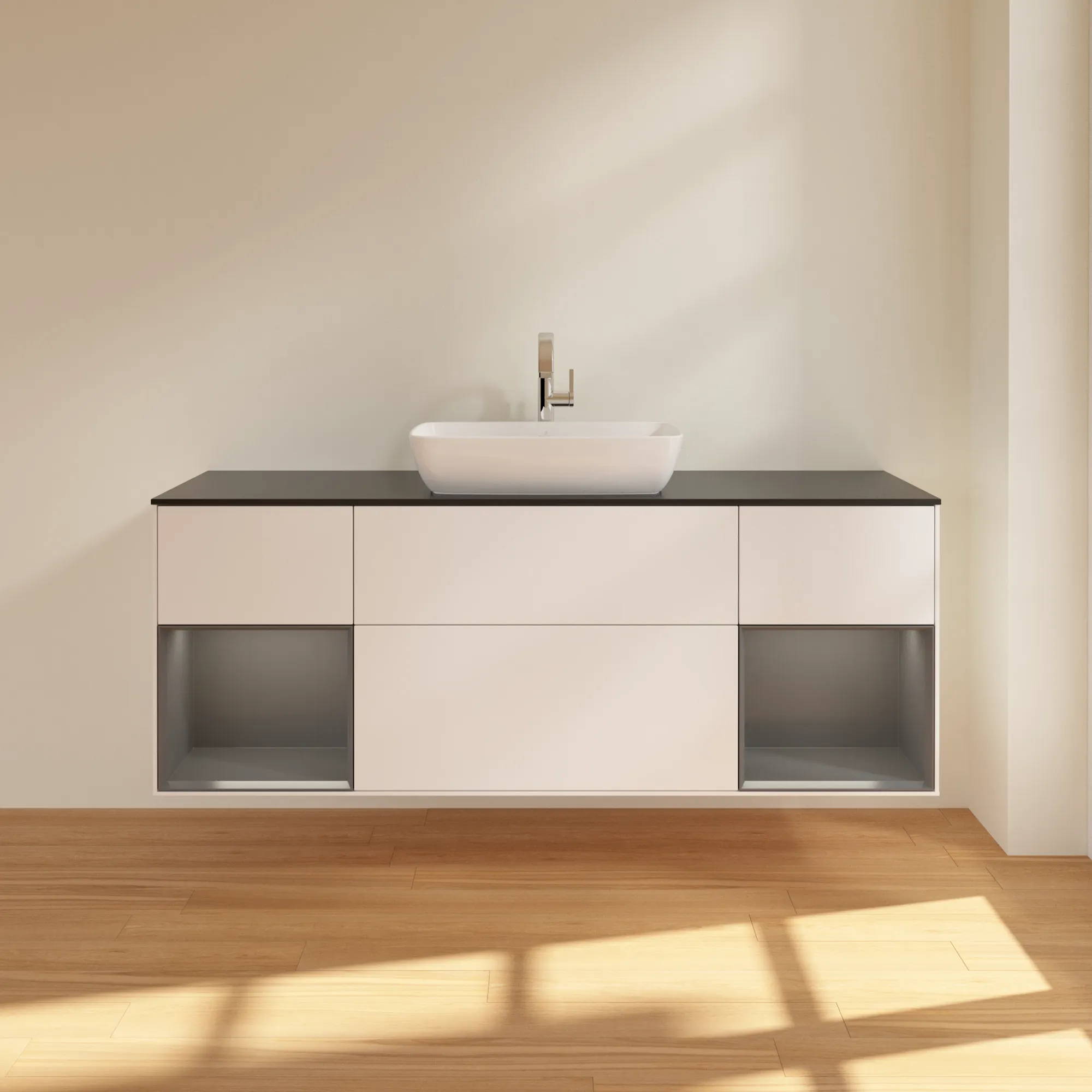 Villeroy & Boch Waschtischunterschrank „Finion“ für Schrankwaschtisch 160 × 60,3 × 50,1 cm 4 Schubladen, für Waschtischposition mittig, inkl. Beleuchtung mittig