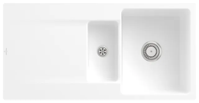 Villeroy & Boch flächenbündiges Küchenspülbecken „Siluet“ 60 R flat 980 × 490 × 220 mm in Stone White Villeroy & Boch flächenbündiges Küchenspülbecken „Siluet“ 60 R flat 980 × 490 × 220 mm in Stone White