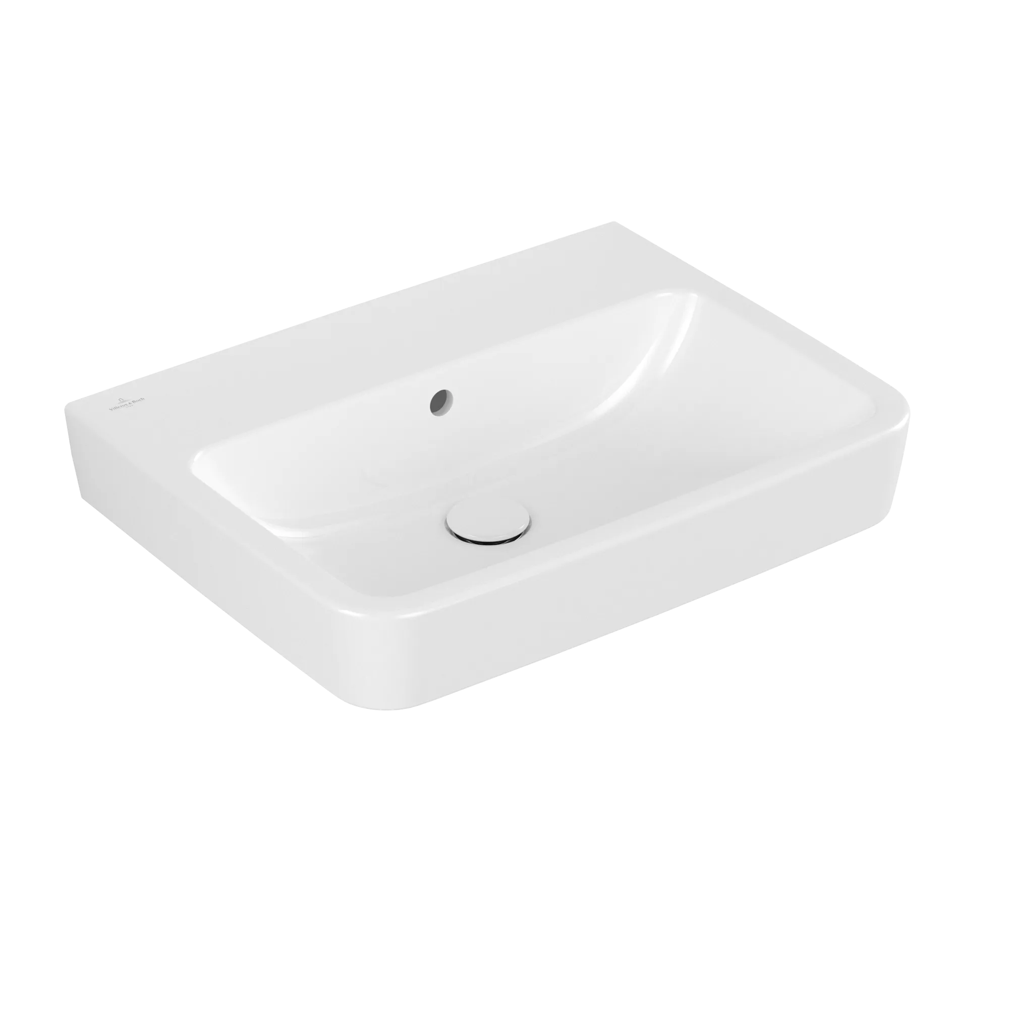 Villeroy & Boch Einbau-/Aufsatz Wandwaschtisch geschliffen „O.novo“ 600 × 460 × 175 mm, für Becken mittig, ohne Hahnlochbohrung