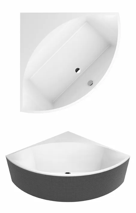 Villeroy & Boch Badewanne „Squaro Slim Line“ viertelkreis 144,5 × 144,5 cm, Mittelablauf