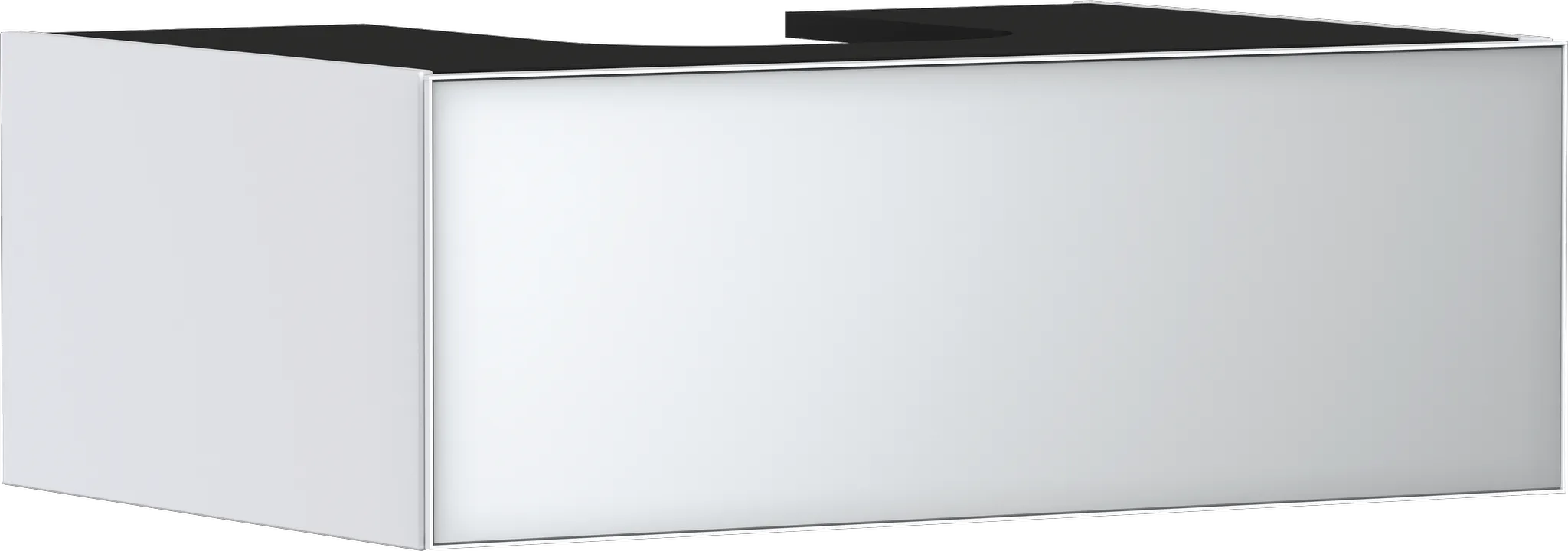 Xevolos E Waschtischunterschrank Mattweiß 780/550 mit 1 Schubkasten für Konsole mit Ausschnitt mittig, Oberfläche Front: Weiß Metallic
