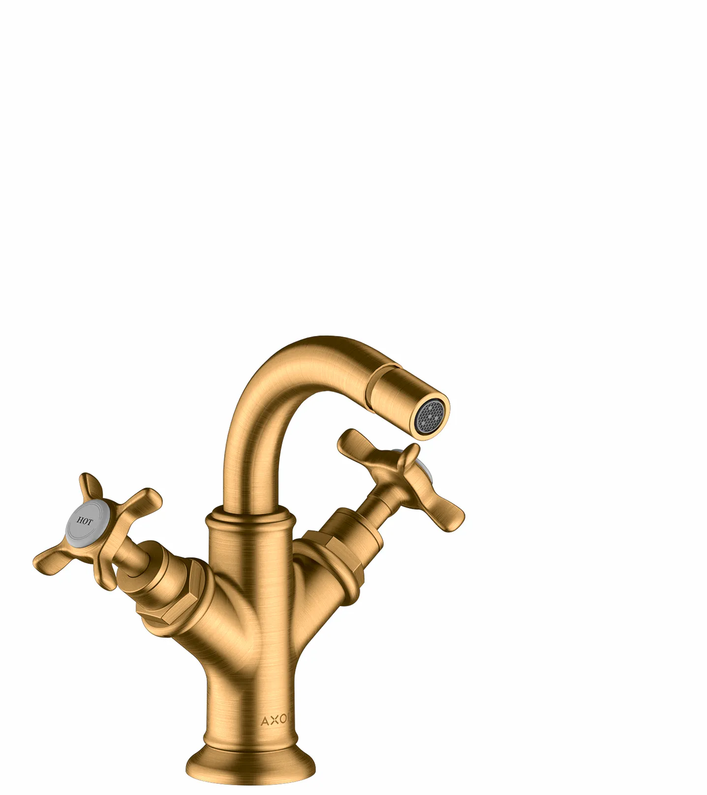 Hansgrohe AXOR Montreux 2-Griff Bidetarmatur Brushed Gold Optic, Ausladung 104 mm, Auslaufhöhe 158 mm, Laminarstrahl, max. Durchfluss 7,5 l/min, Keramikventile 180°, für Durchlauferhitzer geeignet Hansgrohe AXOR Montreux 2-Griff Bidetarmatur Brushed Gold Optic, Ausladung 104 mm, Auslaufhöhe 158 mm, Laminarstrahl, max. Durchfluss 7,5 l/min, Keramikventile 180°, für Durchlauferhitzer geeignet