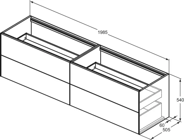 Ideal Standard Waschtischunterschrank „Conca“ 198,5 × 54 × 50,5 cm Weiß matt lackiert Ideal Standard Waschtischunterschrank „Conca“ 198,5 × 54 × 50,5 cm Weiß matt lackiert