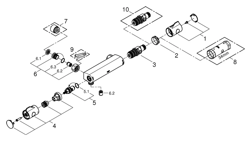 Grohe Grohtherm 800 Thermostat-Brausebatterie ½ Wandmontage chrom Grohe Grohtherm 800 Thermostat-Brausebatterie ½ Wandmontage chrom
