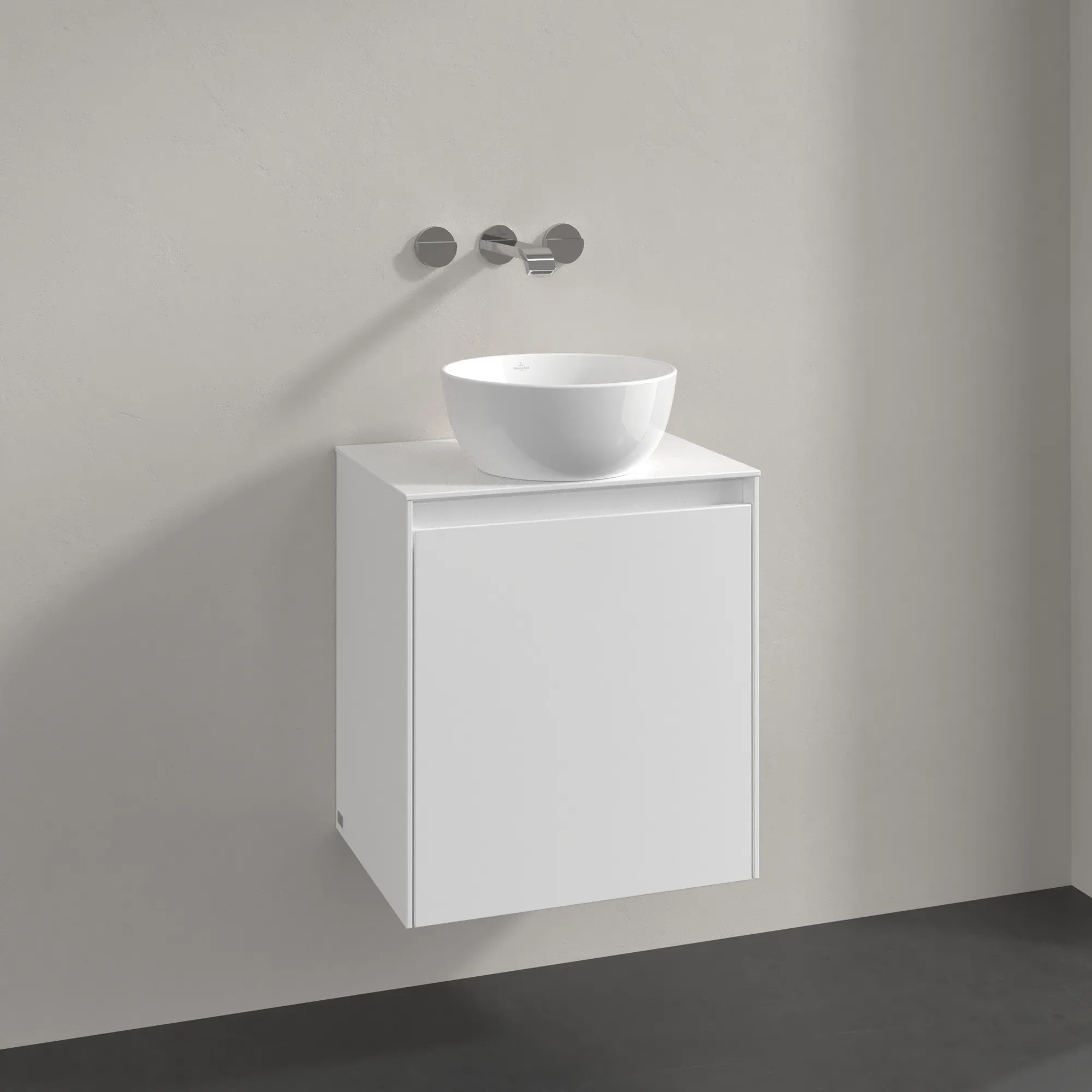 Villeroy & Boch Waschtischunterschrank „Collaro“ 500 × 548 × 380 mm Weiß Matt, für Becken mittig, Anschlag rechts, ohne Beleuchtung Villeroy & Boch Waschtischunterschrank „Collaro“ 500 × 548 × 380 mm Weiß Matt, für Becken mittig, Anschlag rechts, ohne Beleuchtung