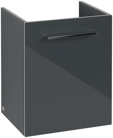 Villeroy & Boch Waschtischunterschrank mit Tür „Avento“ für Schrankwaschtisch 43 × 51,4 × 35,2 × 35,2 cm in Crystal Grey, Anschlag links, Soft Closing, 1 Tür