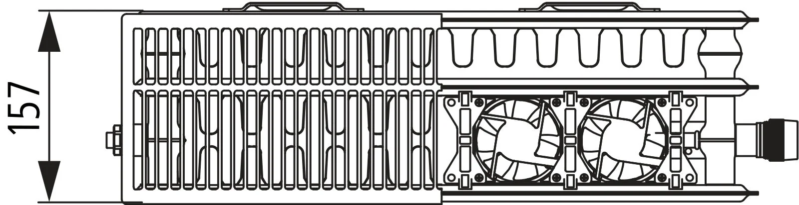 Flachheizkörper x-flair Plan-Vmulti Typ 33, HxLxT: 505x805x157 mm, Farbe: Weiß RAL 9016 seidenglanz, Ventilposition: variabel, 10 bar, Abdeckung: mit, Wärmeleistung 45/35-20: 646 Watt, Bohrkonsole, Heizkostenerfassung: ja