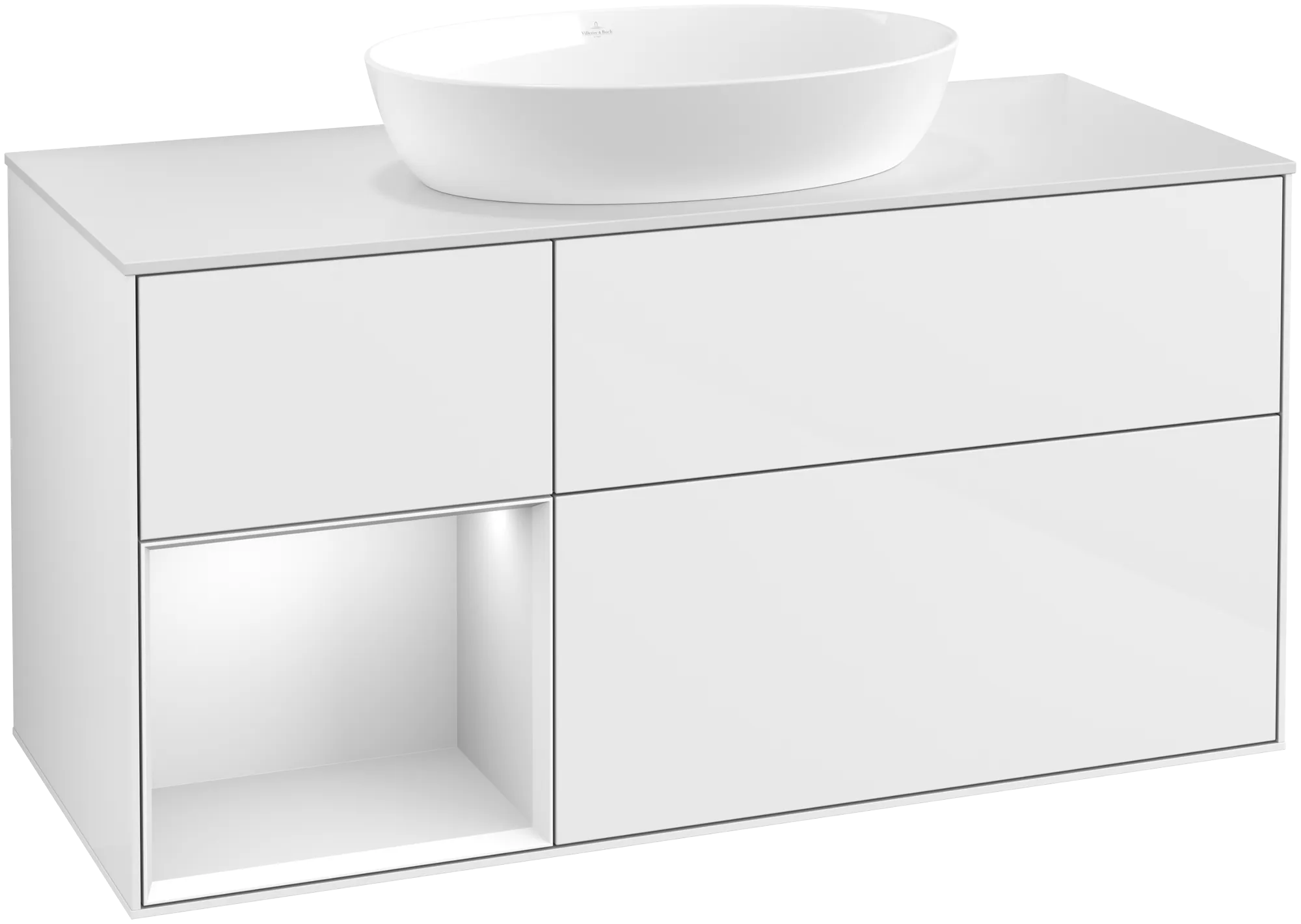 Villeroy & Boch Finion Waschbeckenunterschrank GA6 1200x603x501mm Glossy White Lacquer/White Matt/Glass White Matt