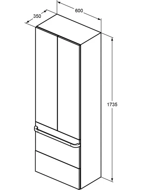 Ideal Standard Tonic II Hochschrank 600 mm Hochglanz hellbraun lackiert
