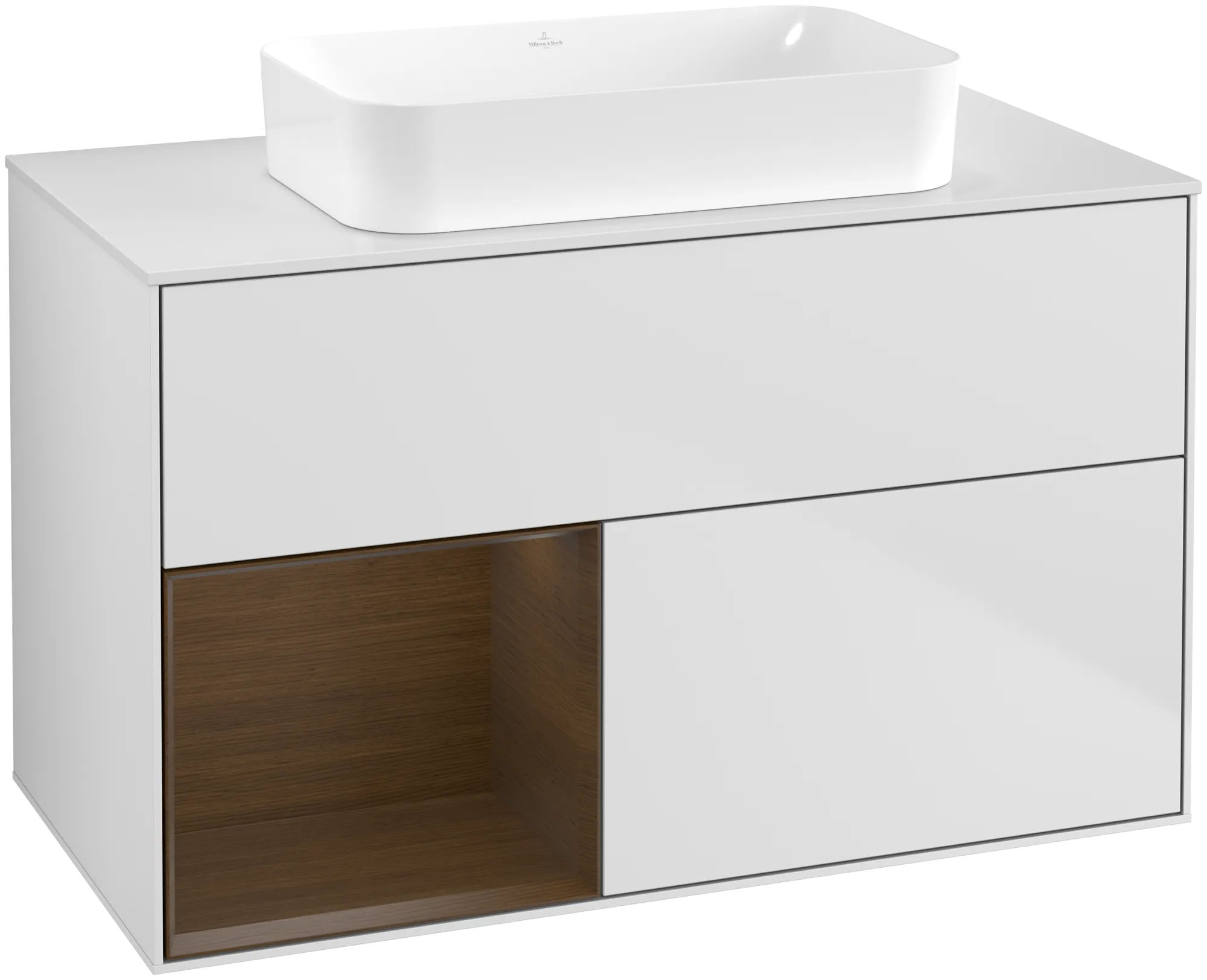 Villeroy & Boch Waschtischunterschrank „Finion“ für Schrankwaschtisch 100 × 60,3 × 50,1 cm 2 Schubladen, für Waschtischposition mittig, inkl. Beleuchtung mittig