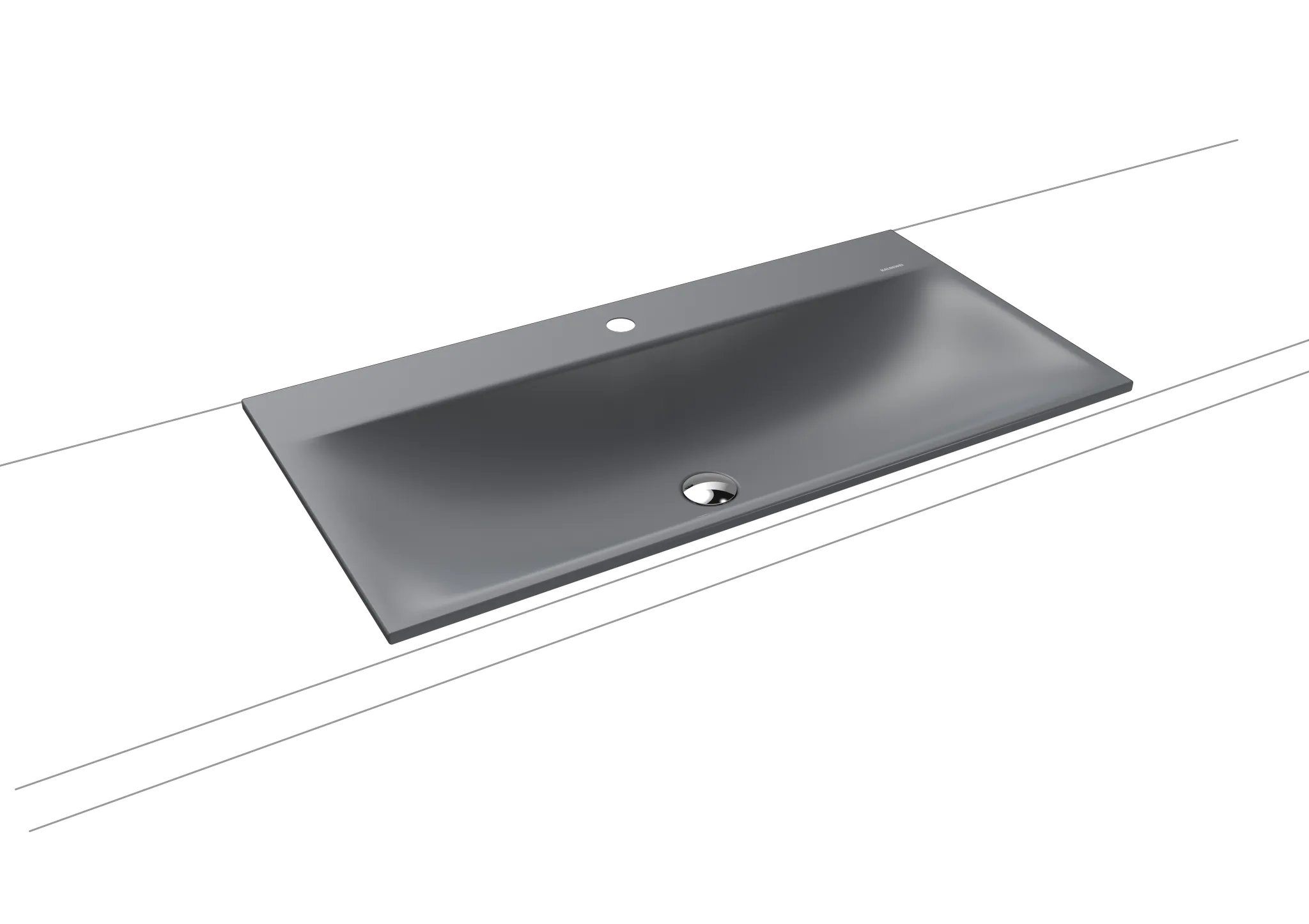 Einbauwaschtisch „Silenio“ 90 × 46 cm, ohne Hahnlochbohrung in cool grey 70, mit Perl-Effekt