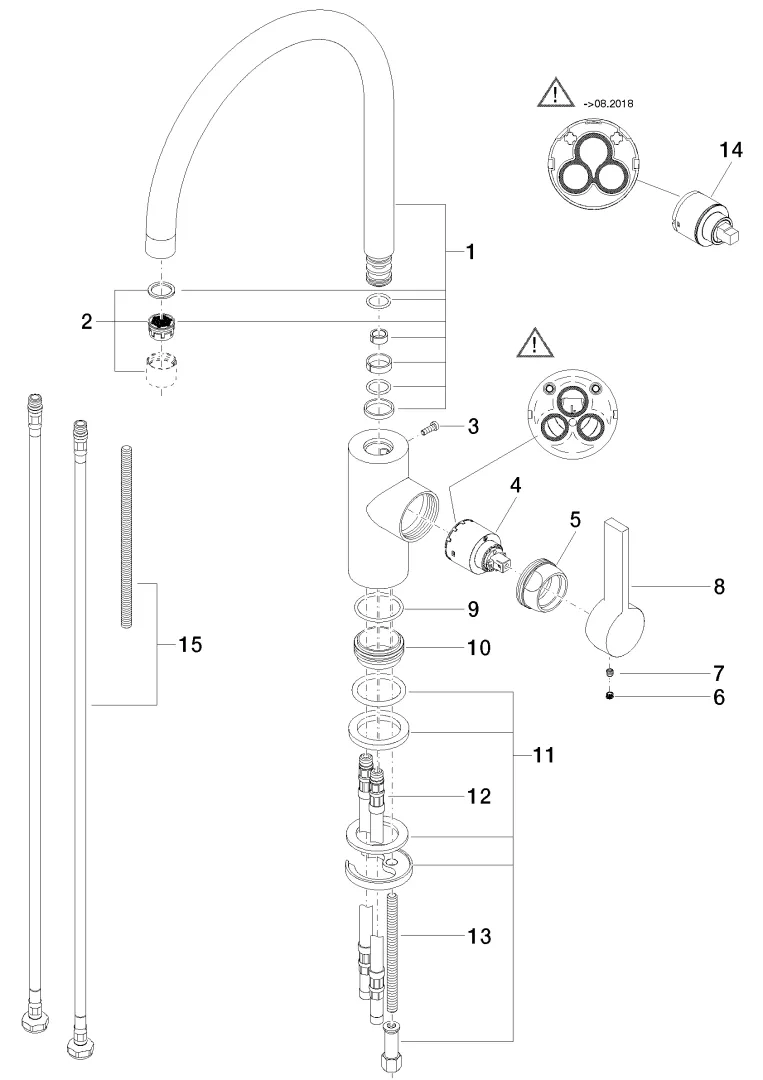 Dornbracht Einhebelmischer TARA ULTRA, Dark Brass gebürstet PVD, Ausladung 241 mm, schwenkbarer Auslauf 360°, Armaturenhöhe 393 mm, Bohrungsdurchmesser 35 mm, max. Durchfluss 8 l/min bei 3 bar Fließdruck