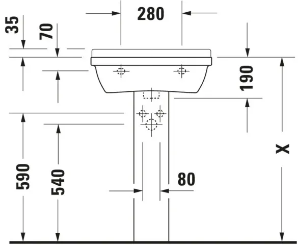 Wandwaschtisch „Starck 3“, mit Überlauf, Hahnlochposition mittig Wandwaschtisch „Starck 3“, mit Überlauf, Hahnlochposition mittig