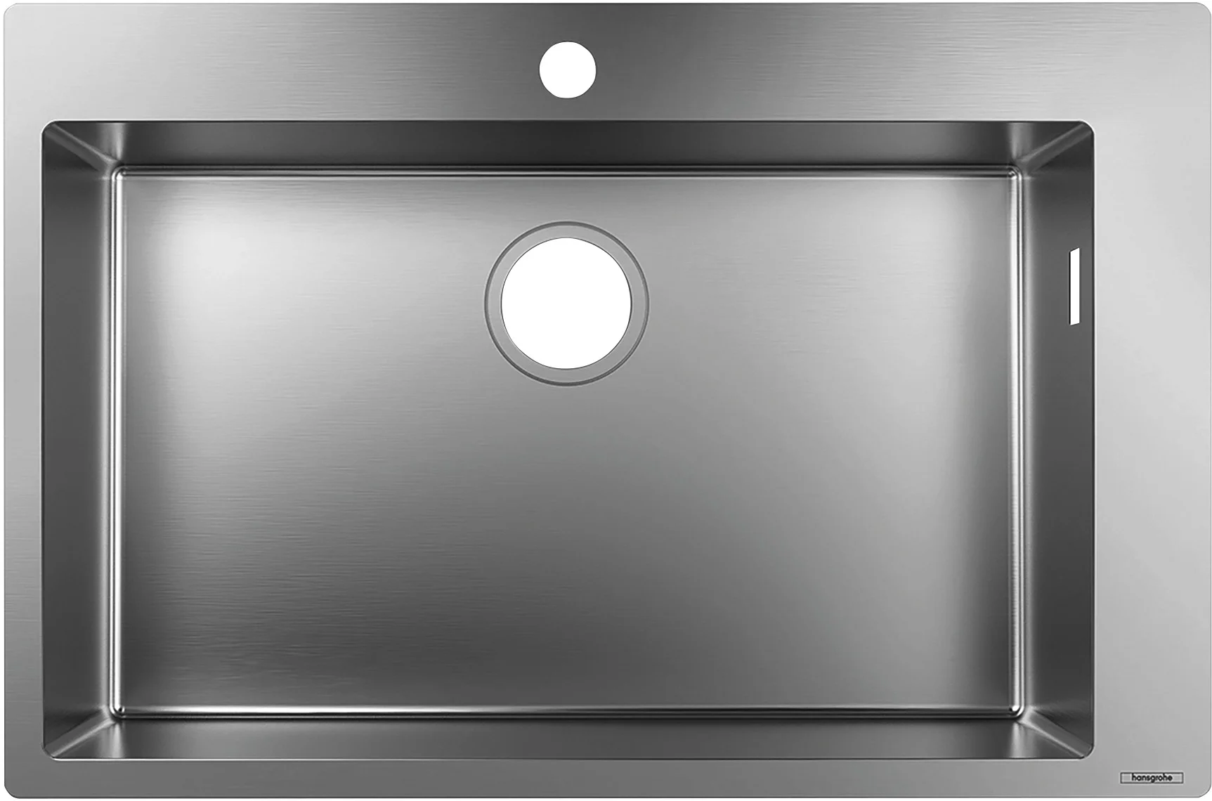 Hansgrohe Einbauspüle S71 Edelstahl, 740 x 480 mm, 1 Hauptbecken, flach aufliegend oder flächenbündig Hansgrohe Einbauspüle S71 Edelstahl, 740 x 480 mm, 1 Hauptbecken, flach aufliegend oder flächenbündig