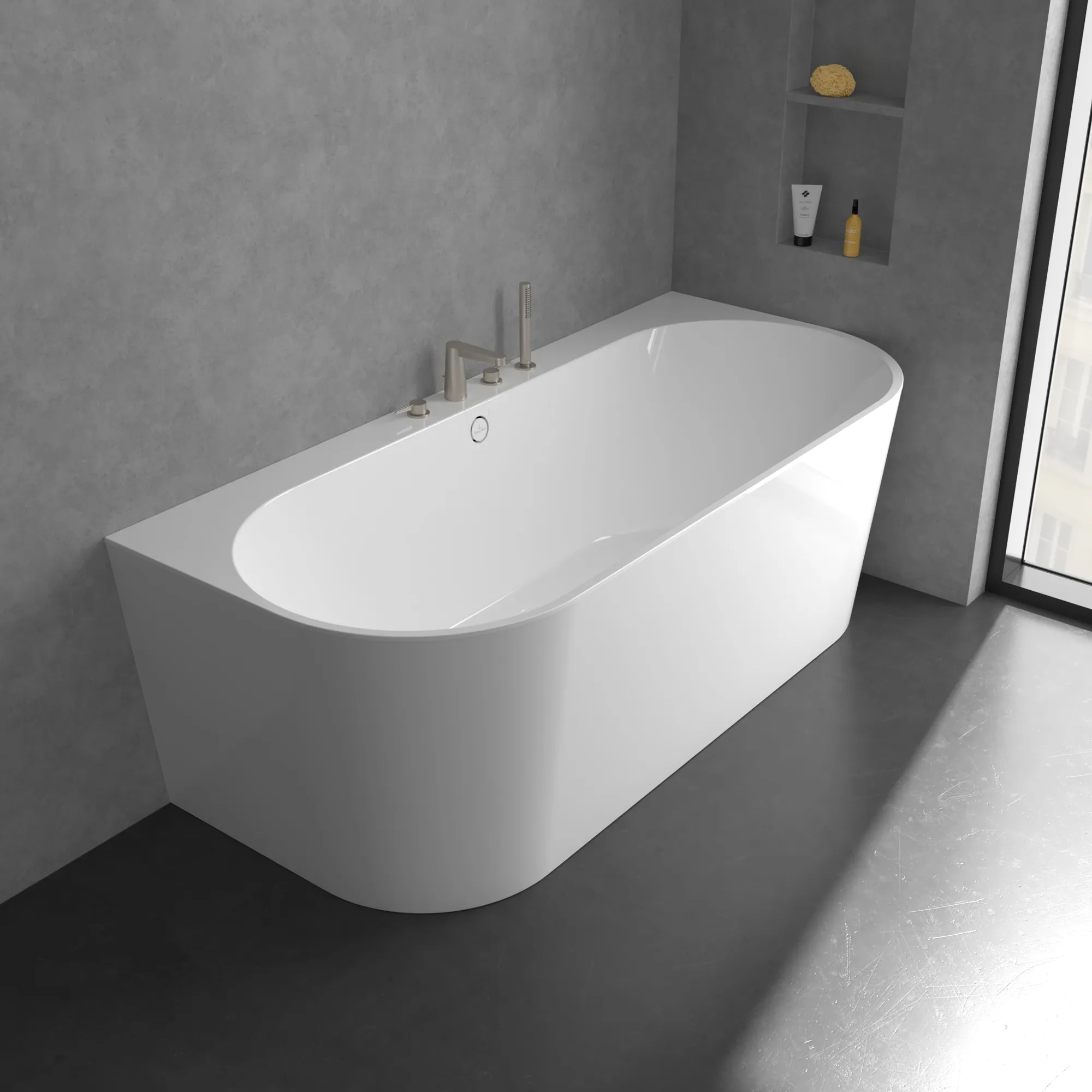 Zweihand-Wannenarmatur „Conum“ Ausladung 129 mm in Brushed Nickel Matt Zweihand-Wannenarmatur „Conum“ Ausladung 129 mm in Brushed Nickel Matt